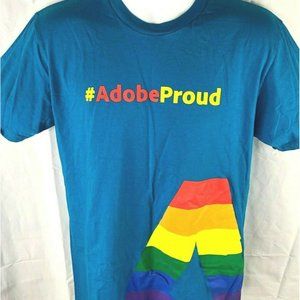 Adobe Proud Pride Rainbow LGBTQ L T-Shirt Large Mens Software Dev Hashtag Gay
